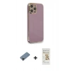 MARSİLYAN™- iPhone 12 Pro Max Kılıf Yankı Serisi - Siyah Mat Seramik Nano Ekran Koruyucu + Shine Kamera Lens Koruma Cam - SH