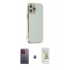 MARSİLYAN™- iPhone 12 Pro Max Kılıf Yankı Serisi - Siyah Mat Seramik Nano Ekran Koruyucu + Neon Fosforlu Kamera Lens - TU