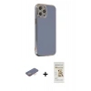 MARSİLYAN™- iPhone 12 Pro Max Kılıf Yankı Serisi - Siyah Mat Seramik Nano Ekran Koruyucu + Renkli Kamera Lens Koruma Cam - TU