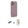 MARSİLYAN™- iPhone 12 Pro Max Kılıf Yankı Serisi - Siyah Mat Seramik Nano Ekran Koruyucu + Renkli Kamera Lens Koruma Cam - TU