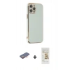 MARSİLYAN™- iPhone 12 Pro Max Kılıf Yankı Serisi - Siyah Mat Seramik Nano Ekran Koruyucu + Renkli Kamera Lens Koruma Cam - TU