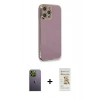 MARSİLYAN™- iPhone 12 Pro Max Kılıf Yankı Serisi - Siyah Mat Seramik Nano Ekran Koruyucu + Neon Fosforlu Kamera Lens - YL