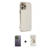 MARSİLYAN™- iPhone 12 Pro Max Kılıf Yankı Serisi - Siyah Mat Seramik Nano Ekran Koruyucu + Neon Fosforlu Kamera Lens - YL