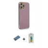 MARSİLYAN™- iPhone 12 Pro Max Kılıf Yankı Serisi - Siyah Polymer Nano Ekran Koruyucu + Gold Shine Kamera Lens Koruma Cam