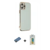 MARSİLYAN™- iPhone 12 Pro Max Kılıf Yankı Serisi - Siyah Polymer Nano Ekran Koruyucu + Gold Shine Kamera Lens Koruma Cam