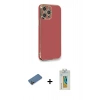 MARSİLYAN™- iPhone 12 Pro Max Kılıf Yankı Serisi - Siyah Polymer Nano Ekran Koruyucu + Gold Shine Kamera Lens Koruma Cam