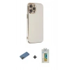 MARSİLYAN™- iPhone 12 Pro Max Kılıf Yankı Serisi - Siyah Polymer Nano Ekran Koruyucu + Gold Shine Kamera Lens Koruma Cam