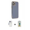 MARSİLYAN™- iPhone 12 Pro Max Kılıf Yankı Serisi - Siyah Polymer Nano Ekran Koruyucu + Shine Kamera Lens - LT