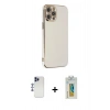 MARSİLYAN™- iPhone 12 Pro Max Kılıf Yankı Serisi - Siyah Polymer Nano Ekran Koruyucu + Shine Kamera Lens - LT