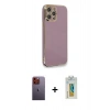 MARSİLYAN™- iPhone 12 Pro Max Kılıf Yankı Serisi - Siyah Polymer Nano Ekran Koruyucu + Neon Fosforlu Kamera Lens - TU