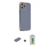 MARSİLYAN™- iPhone 12 Pro Max Kılıf Yankı Serisi - Siyah Polymer Nano Ekran Koruyucu + Renkli Kamera Lens Koruma Cam - PE