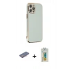 MARSİLYAN™- iPhone 12 Pro Max Kılıf Yankı Serisi - Siyah Polymer Nano Ekran Koruyucu + Renkli Kamera Lens Koruma Cam - PE