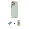 MARSİLYAN™- iPhone 12 Pro Max Kılıf Yankı Serisi - Siyah Polymer Nano Ekran Koruyucu + Shine Kamera Lens Koruma Cam - PE