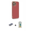 MARSİLYAN™- iPhone 12 Pro Max Kılıf Yankı Serisi - Siyah Polymer Nano Ekran Koruyucu + Renkli Kamera Lens Koruma Cam - SI