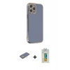 MARSİLYAN™- iPhone 12 Pro Max Kılıf Yankı Serisi - Siyah Polymer Nano Ekran Koruyucu + Renkli Kamera Lens Koruma Cam - SI