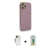 MARSİLYAN™- iPhone 12 Pro Max Kılıf Yankı Serisi - Siyah Polymer Nano Ekran Koruyucu + Shine Kamera Lens - GD