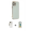 MARSİLYAN™- iPhone 12 Pro Max Kılıf Yankı Serisi - Siyah Polymer Nano Ekran Koruyucu + Shine Kamera Lens - GD