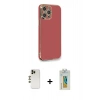 MARSİLYAN™- iPhone 12 Pro Max Kılıf Yankı Serisi - Siyah Polymer Nano Ekran Koruyucu + Shine Kamera Lens - GD