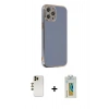 MARSİLYAN™- iPhone 12 Pro Max Kılıf Yankı Serisi - Siyah Polymer Nano Ekran Koruyucu + Shine Kamera Lens - GD