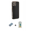 MARSİLYAN™- iPhone 12 Pro Max Kılıf Yankı Serisi - Siyah Polymer Nano Ekran Koruyucu + Shine Kamera Lens Koruma Cam - GI