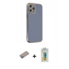MARSİLYAN™- iPhone 12 Pro Max Kılıf Yankı Serisi - Siyah Polymer Nano Ekran Koruyucu + Shine Kamera Lens Koruma Cam - SABE