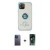 MARSİLYAN™- iPhone 12 Pro Max Kılıf Yörünge Çizgi - Şeffaf 360 Full Body Arka Koruyucu + Neon Fosforlu Kamera Lens - MI