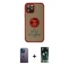 MARSİLYAN™- iPhone 12 Pro Max Kılıf Yörünge Çizgi - Şeffaf 360 Full Body Arka Koruyucu + Neon Fosforlu Kamera Lens - MI