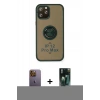 MARSİLYAN™- iPhone 12 Pro Max Kılıf Yörünge Çizgi - Şeffaf 360 Full Body Arka Koruyucu + Neon Fosforlu Kamera Lens - SI