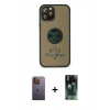 MARSİLYAN™- iPhone 12 Pro Max Kılıf Yörünge Çizgi - Şeffaf 360 Full Body Arka Koruyucu + Neon Fosforlu Kamera Lens - SI