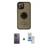 MARSİLYAN™- iPhone 12 Pro Max Kılıf Yörünge Çizgi - Şeffaf Royal Nano Ekran Koruyucu + Neon Fosforlu Kamera Lens - BZ