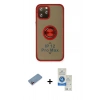 MARSİLYAN™- iPhone 12 Pro Max Kılıf Yörünge Çizgi - Şeffaf Royal Nano Ekran Koruyucu + Shine Kamera Lens Koruma Cam - PE