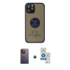 MARSİLYAN™- iPhone 12 Pro Max Kılıf Yörünge Çizgi - Şeffaf Royal Nano Ekran Koruyucu + Neon Fosforlu Kamera Lens - SI