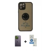 MARSİLYAN™- iPhone 12 Pro Max Kılıf Yörünge Çizgi - Şeffaf Royal Nano Ekran Koruyucu + Neon Fosforlu Kamera Lens - YL