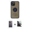 MARSİLYAN™- iPhone 12 Pro Max Kılıf Yörünge Çizgi - Şeffaf Temperli Cam Ekran Koruyucu + Neon Fosforlu Kamera Lens - BZ