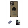 MARSİLYAN™- iPhone 12 Pro Max Kılıf Yörünge Çizgi - Şeffaf Temperli Cam Ekran Koruyucu + Metal Kamera Lens Koruma Cam - GD