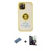 MARSİLYAN™- iPhone 12 Pro Max Kılıf Yörünge Çizgi - Şeffaf Temperli Cam Ekran Koruyucu + Shine Kamera Lens Koruma Cam - GD