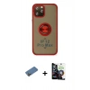 MARSİLYAN™- iPhone 12 Pro Max Kılıf Yörünge Çizgi - Şeffaf Temperli Cam Ekran Koruyucu + Shine Kamera Lens Koruma Cam - GD