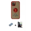 MARSİLYAN™- iPhone 12 Pro Max Kılıf Yörünge Çizgi - Şeffaf Temperli Cam Ekran Koruyucu + Shine Kamera Lens Koruma Cam - GS