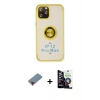MARSİLYAN™- iPhone 12 Pro Max Kılıf Yörünge Çizgi - Şeffaf Temperli Cam Ekran Koruyucu + Kırmızı Metal Kamera Lens Koruma Cam