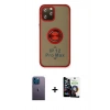 MARSİLYAN™- iPhone 12 Pro Max Kılıf Yörünge Çizgi - Şeffaf Temperli Cam Ekran Koruyucu + Neon Fosforlu Kamera Lens - MI