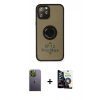 MARSİLYAN™- iPhone 12 Pro Max Kılıf Yörünge Çizgi - Şeffaf Temperli Cam Ekran Koruyucu + Neon Fosforlu Kamera Lens - YL