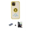 MARSİLYAN™- iPhone 12 Pro Max Kılıf Yörünge Çizgi - Şeffaf Temperli Cam Ekran Koruyucu + Renkli Kamera Lens Koruma Cam - YL