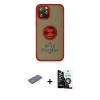 MARSİLYAN™- iPhone 12 Pro Max Kılıf Yörünge Çizgi - Şeffaf Temperli Cam Ekran Koruyucu + Renkli Kamera Lens Koruma Cam - MI