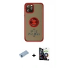 MARSİLYAN™- iPhone 12 Pro Max Kılıf Yörünge Çizgi - Şeffaf Temperli Cam Ekran Koruyucu + Shine Kamera Lens Koruma Cam - MI