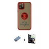 MARSİLYAN™- iPhone 12 Pro Max Kılıf Yörünge Çizgi - Şeffaf Temperli Cam Ekran Koruyucu + Shine Kamera Lens Koruma Cam - PE