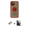 MARSİLYAN™- iPhone 12 Pro Max Kılıf Yörünge Çizgi - Şeffaf Temperli Cam Ekran Koruyucu + Shine Kamera Lens Koruma Cam - SABE