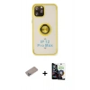 MARSİLYAN™- iPhone 12 Pro Max Kılıf Yörünge Çizgi - Şeffaf Temperli Cam Ekran Koruyucu + Shine Kamera Lens Koruma Cam - SABE