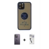 MARSİLYAN™- iPhone 12 Pro Max Kılıf Yörünge Çizgi - Şeffaf Uv Polymer Nano Ekran Koruyucu + Neon Fosforlu Kamera Lens - BZ