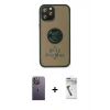 MARSİLYAN™- iPhone 12 Pro Max Kılıf Yörünge Çizgi - Şeffaf Uv Polymer Nano Ekran Koruyucu + Neon Fosforlu Kamera Lens - BZ