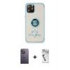 MARSİLYAN™- iPhone 12 Pro Max Kılıf Yörünge Çizgi - Şeffaf Uv Polymer Nano Ekran Koruyucu + Neon Fosforlu Kamera Lens - BZ